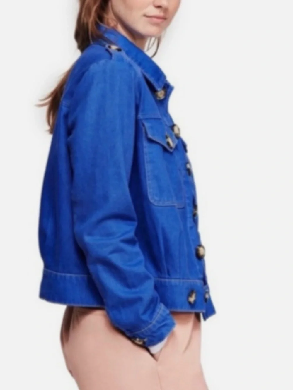 Free People Blue Eisenhower Slouchy Denim Jacket - Picture 2 of 6